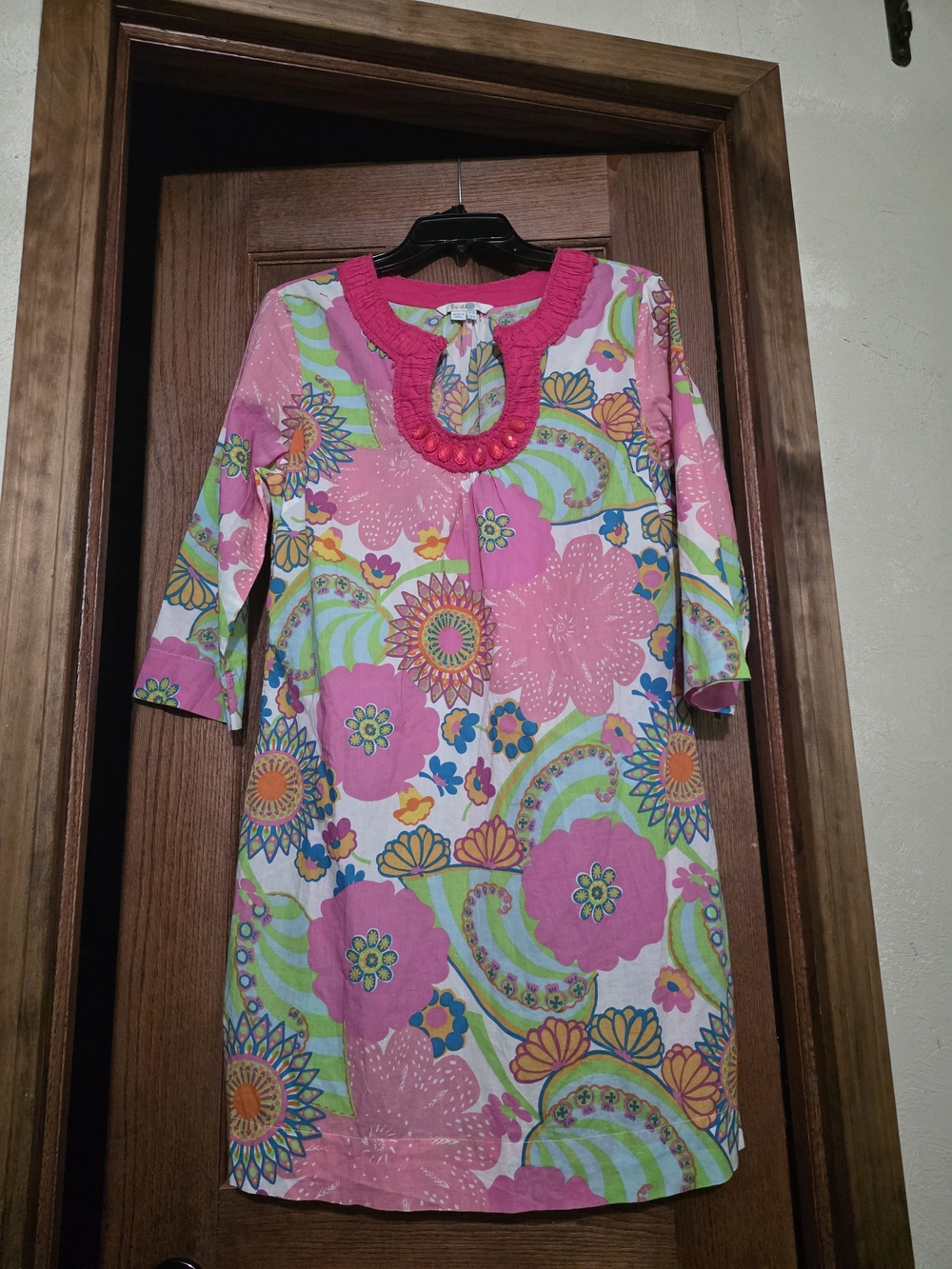 Boho Indie Floral Cotton Hippie Boden Pullover Dress
